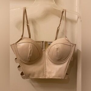 Haute Monde faux leather crop top sz small